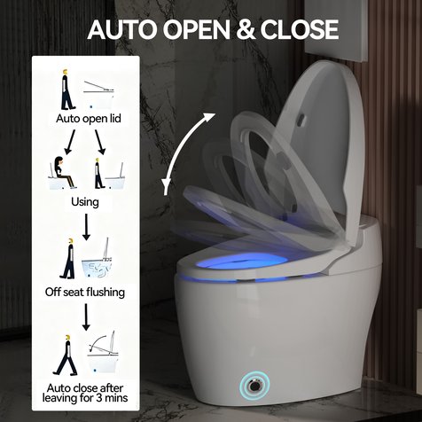 English Elm Smart Bidet Toilet with Auto Open Seat Heated Wash Warm Air Dry and Remote W3133P384770