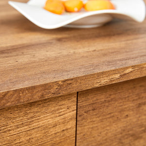 English Elm Coffee modern wood coffee table with double drawers, tempered glass sides, sleek storage & easy assembly W1151P191785