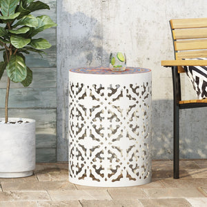 Christopher Knight Home® - Noble House - Castana Outdoor Lace Cut Side Table with Tile Top