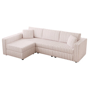 English Elm 106.3" Plush L-Shaped Sofa For 4 | Stylish Light Pink Couch With Modular Design & Easy Maintenance W1767S00020