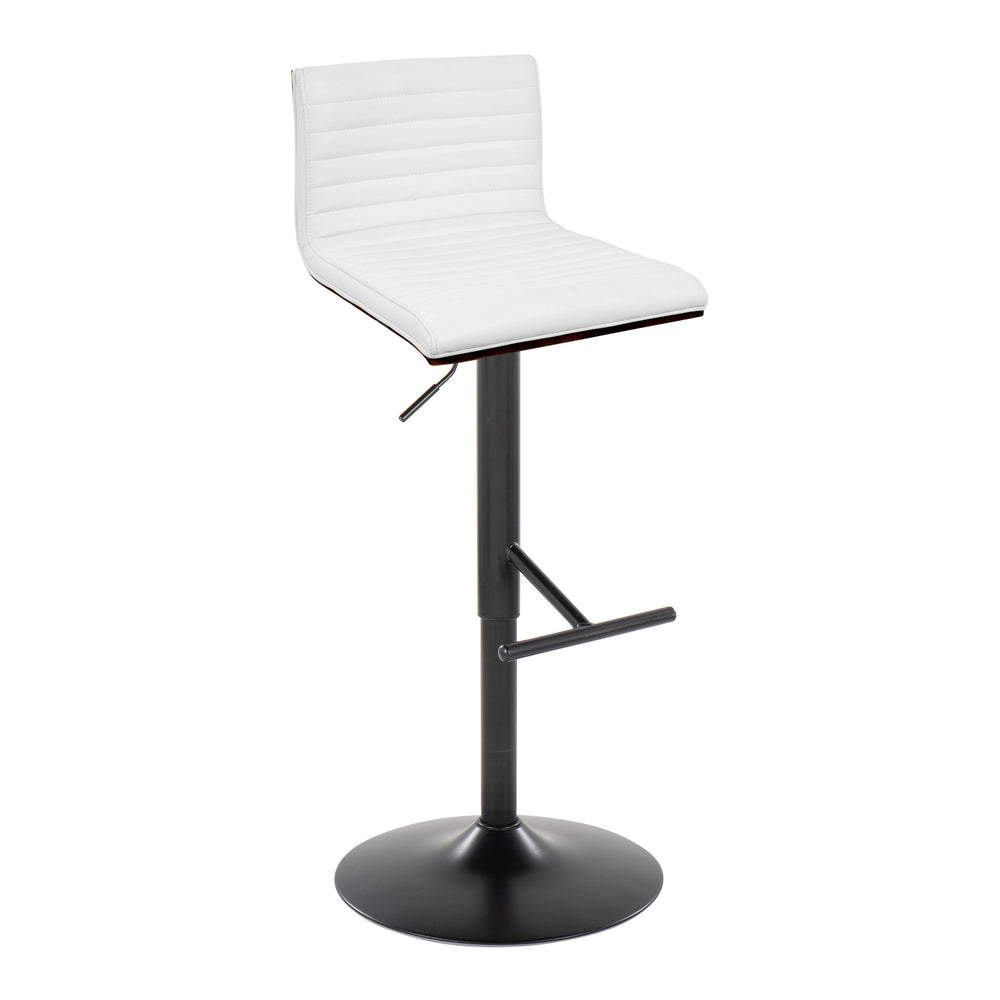 English Elm Mason Contemporary Barstools Set Of 2 – Adjustable Height, Swivel, Black Metal, Walnut & White Faux Leather B202S00975