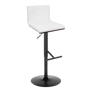 English Elm Mason Contemporary Barstools Set Of 2 – Adjustable Height, Swivel, Black Metal, Walnut & White Faux Leather B202S00975