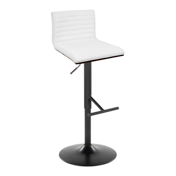 English Elm Mason Contemporary Barstools Set Of 2 – Adjustable Height, Swivel, Black Metal, Walnut & White Faux Leather B202S00975