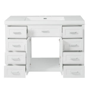 English Elm Christopher Knight Home® - 48" Bathroom Vanity with Sink Combo | 2 Doors 8 Soft-Close Drawers, Resin Top, Pine Legs White N759S337621K