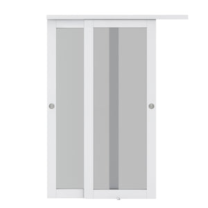 English Elm 30 in Matte Mdf Bi-fold Door with Frosted Glass Panels Hardware and Handle Included B2763P483204