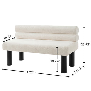 English Elm Upholstered Dining and Entryway Bench with Rubberwood Legs Padded Seat 300 Lb Capacity Beige,Black N779P371712A