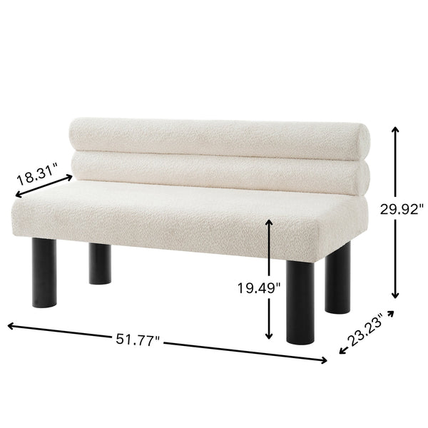 English Elm Upholstered Dining and Entryway Bench with Rubberwood Legs Padded Seat 300 Lb Capacity Beige,Black N779P371712A