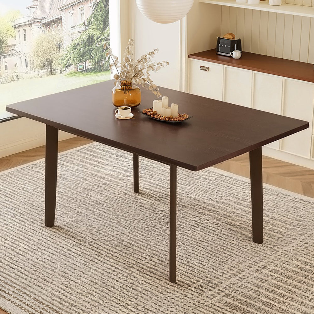 English Elm 60" Solid Rubberwood Farmhouse Dining Table Minimalist Design Seats Six for Kitchen Walnut N752P327191D