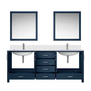 English Elm Navy Blue Double Bath Vanity 80" W x 22" D with Cultured Marble Top, Chrome Faucet & 30" Mirror B2731S01112