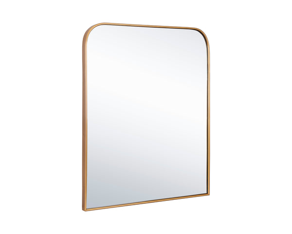 Sunpan Calabasas Wall Mirror - Sleek Minimalist Design with Unique Artisanal Craftsmanship for Modern Spaces Brass