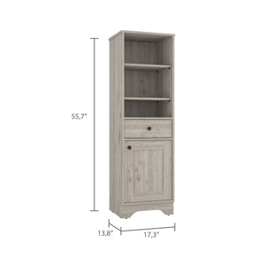 English Elm Alaskan Tall Linen Cabinet with Drawer & Single Door in Light Gray — Compact 17.3" W x 55.7" H Storage B128P148853