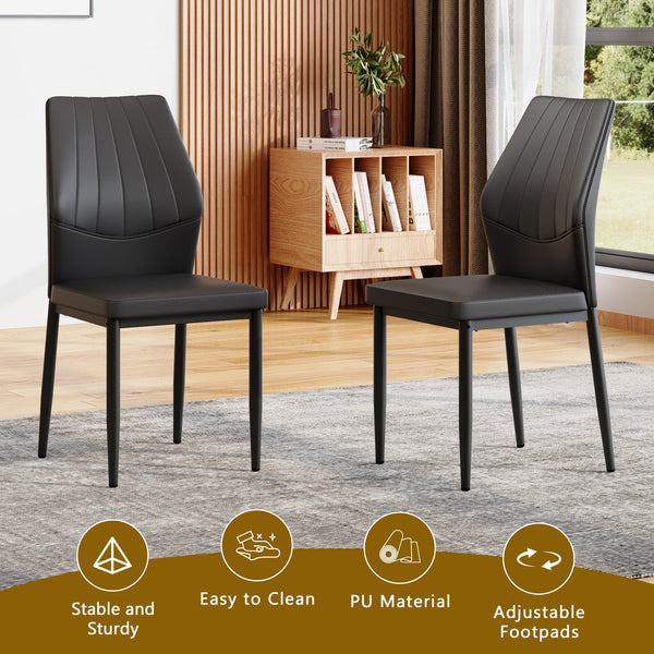 English Elm Table and Chair Set Modern Marble Glass Top Dining with 4 Ergonomic Pu Seats W1151S04630