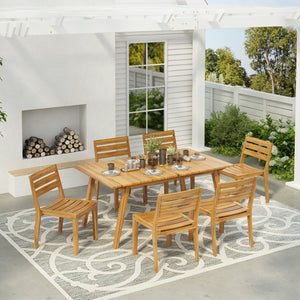 English Elm Christopher Knight Home® - Outdoor 7-Piece Acacia Wood Dining Set With Teak Finish – Perfect For Stylish Alfresco Gatherings N773P198003T6_60388.00