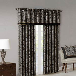 English Elm Jacquard Curtain Panel Pair - Luxurious Paisley Weave With Metallic Accents For Elegant Windows B03598084