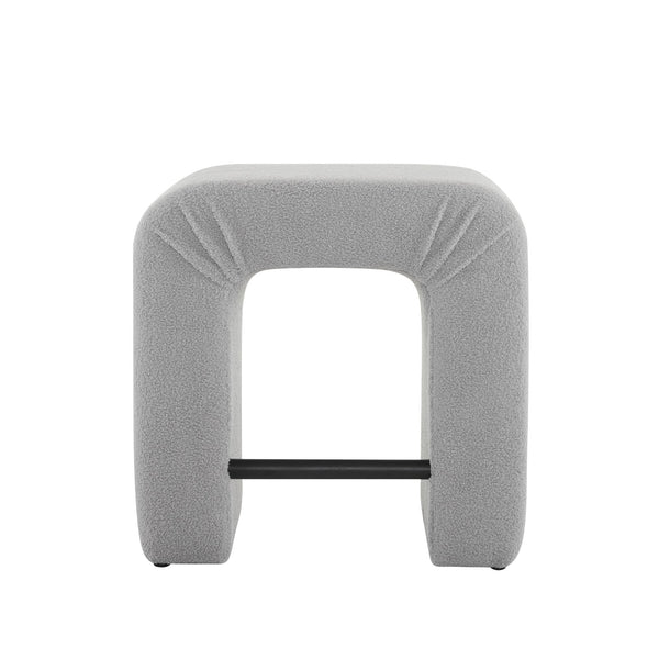 English Elm Christopher Knight Home® - 24'' Boucle stool with inverted U design, cozy loop-pile seating, durable rubberwood footrest, modern set of 2 Grey N780P187017G