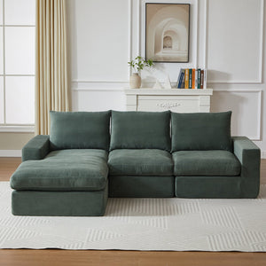 English Elm 99-inch Corduroy L-shaped Sectional Sofa with Reversible Chaise and Neck Pillow Support W834S00614