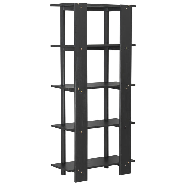 English Elm Christopher Knight Home® - 4-Tier Acacia Wood Bookcase with Anti-Tip Kit, Heavy-Duty Open Shelves Holds 120 lbs Each, Sleek Storage Solution Ebonized Finish N758P294084E