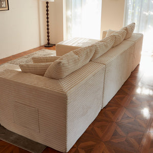 English Elm 133.86" Modular Cloud Sectional Corded Fabric U Shaped Sofa with Ottoman No Assembly W668S00010