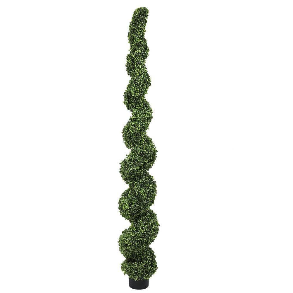English Elm 7ft Spiral Faux Boxwood Topiary Uv Resistant Artificial Tree for Patio Entryway Decor W2945P389452