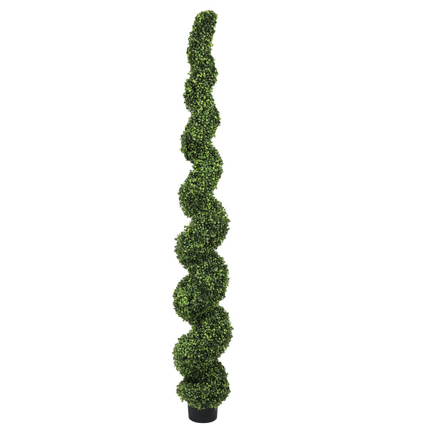 English Elm 7ft Spiral Faux Boxwood Topiary Uv Resistant Artificial Tree for Patio Entryway Decor W2945P389452