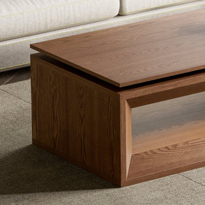 English Elm 43.3'' Wood Veneer Lift Top Coffee Table with Hidden Storage for Living Room Walnut W1435P453255