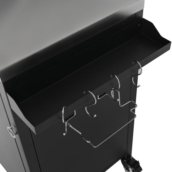 English Elm K&K Outdoor Kitchen Island with 304 Sink, Thick Stainless Top, Spice Rack, Trash Holder, Locking Wheels, BBQ Prep Station N707P270780B