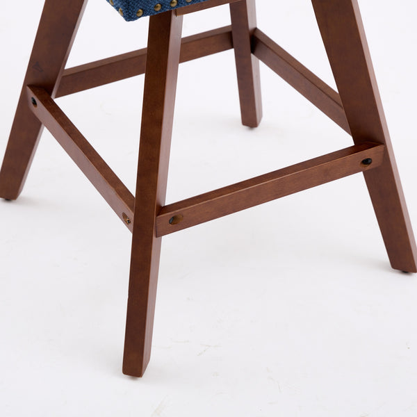 English Elm Counter Curved Back Swivel Barstool Set of 2 with Thick Foam & Steel Spring Cushion, 360° Rotation, 300lb Capacity Blue W1143P237897