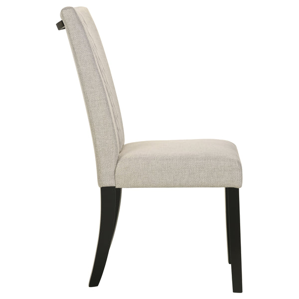 English Elm Modoc Beige Fabric Dining Chairs with Cross-hatch Back and Black Legs Set of 2 B062P447807