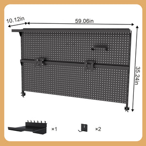 English Elm Metal Pegboard Workstation Organizer Dual Monitor Arms Powder Coated Steel Gaming Desk Black W2700P346780