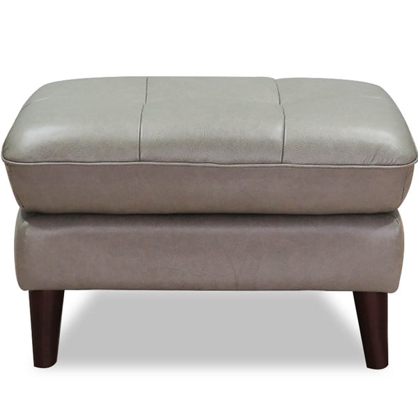 English Elm Solana Leather Ottoman with Top-Grain Seating, Pocket Coil Comfort, Kiln-Dried Wood Frame for Durability Gray B2705P338094