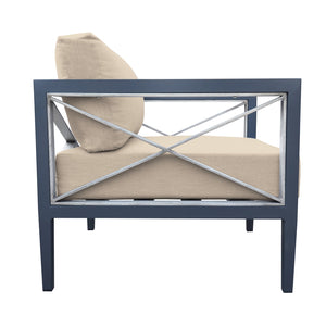 English Elm Cendrix 4-Piece Outdoor Aluminum Patio Set in Dark Gray with Taupe Cushions – Weatherproof Comfort B2736S00020