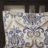 Madison Park Cali Transitional 6 Piece Reversible Quilt Set with Throw Pillows MP13-1522 Navy/Tan