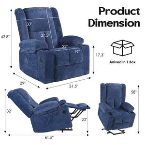 English Elm Power Lift Recliner Chair With Massage, Heat, Usb Ports & Cup Holders - Ideal For Seniors' Comfort! T3623P380499-GIGA