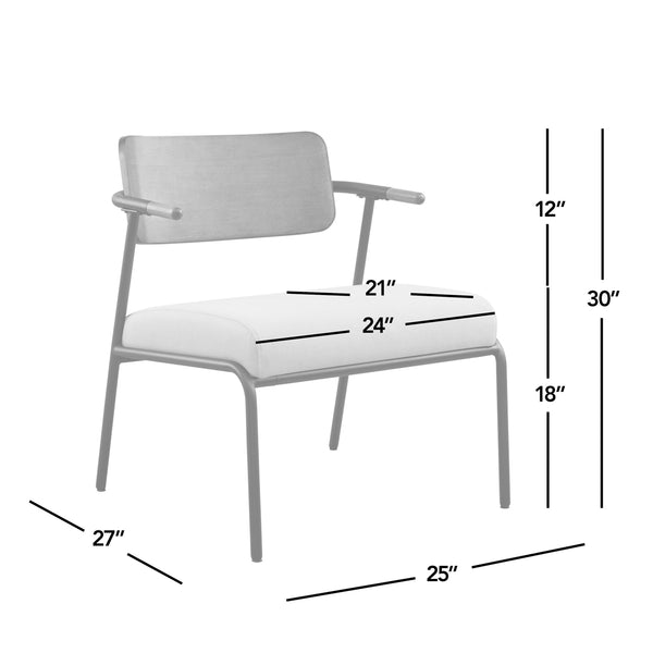 English Elm Jennifer Taylor Home - Kelvin Cream Upholstered Accent Arm Chair with Black Metal Frame, Mid-Back, Compact Comfort B2719P328582
