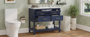 English Elm Christopher Knight Home® - 36" Modern Bathroom Vanity with Ceramic Sink, Tip-Out Tray, Soft-Close Drawers, Open Shelf, Waterproof Surface Blue N817P288908B