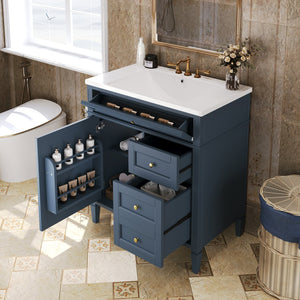 English Elm 30'' Modern Bathroom Vanity With Soft-Close Drawers, Tip-Out Storage & Elegant Roman Legs, White SW000122AAC-2