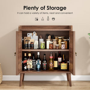 English Elm Sideboard Rattan Door Buffet Cabinet with Baffle Edge, Spacious Storage Credenza for Dining Hallway Vintage T3623P381056