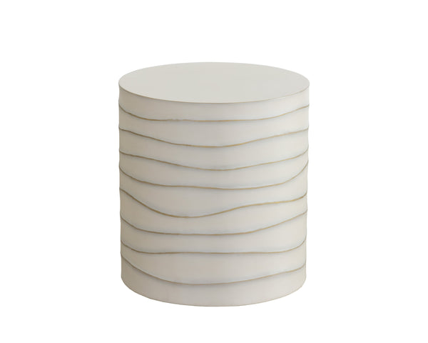 Sunpan Corey End Table - Handcrafted Concrete Design with Brass Accents for Stylish Indoor and Outdoor Spaces Summer Sand