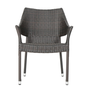 English Elm Outdoor Stackable Woven Rattan Patio Chair Uv Resistant All Weather Mocha Brown N769P334781A