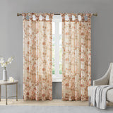 Madison Park Simone Transitional Printed Floral Twist Tab Top Voile Sheer Curtain MP40-8118 Blush