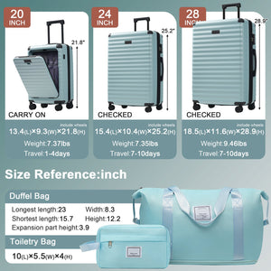 English Elm Luggage 5 Piece Abs Hardshell Travel Set with Usb Port Spinner Wheels and Tsa Lock Light Blue N732P265290N