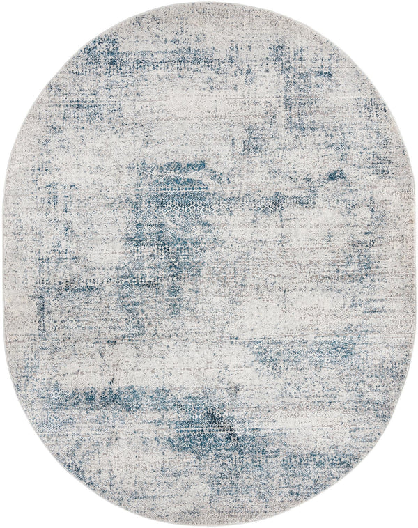 Unique Loom Finsbury Sarah Machine Made Abstract Rug Blue, Ivory/Gray/Light Blue 7' 10" x 10' 0"