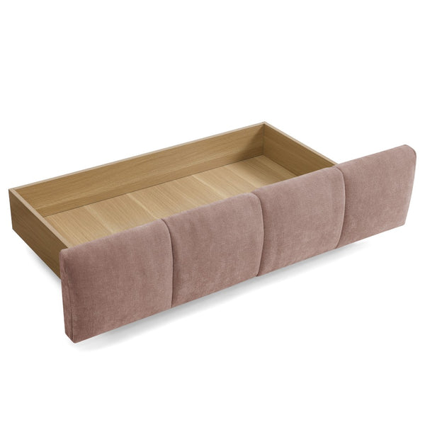 English Elm Queen Size Upholstered Bed – Plush Chenille Frame With Padded Headboard & Underbed Storage In Pink W487S00398-GIGA