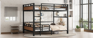 English Elm Twin Xl Solid Pine Loft Bed with Built-in Led Lighting and Storage Shelves Walnut W1580S00504