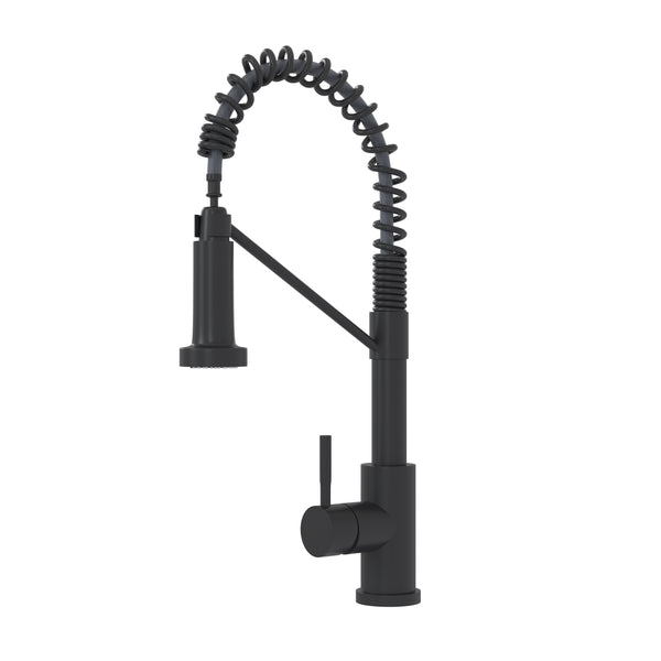 English Elm Bothwa Pull Down Kitchen Faucet with Stainless Steel Spout and Ceramic Cartridge Control Matt Black B2724P262356