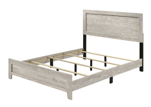 English Elm Whitewashed King Panel Bed Tall Headboard Solid Wood Frame Coastal Bedroom B011P444132