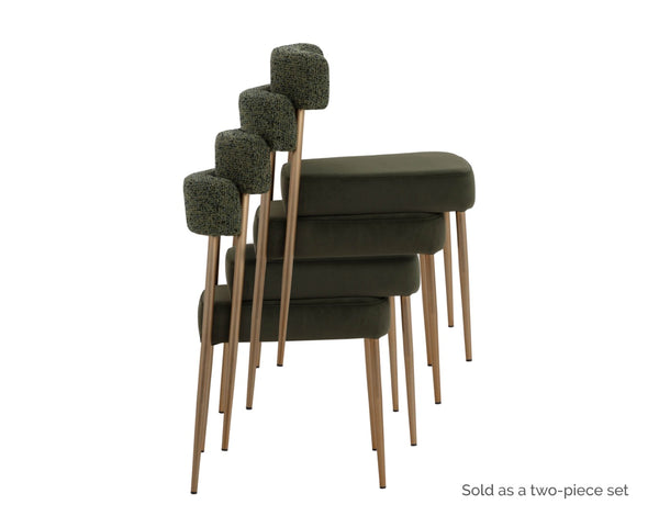 Sunpan ASHWIN Stackable Dining Chair - Contemporary Comfort with Two-Tone Upholstery & Gold Frame Elegance 112290
