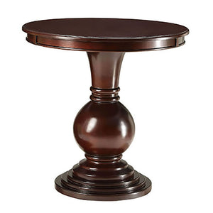 English Elm Espresso Round Accent Table with Turned Ball Pedestal Base — Compact Classic Side Table for Small Spaces B062P189135