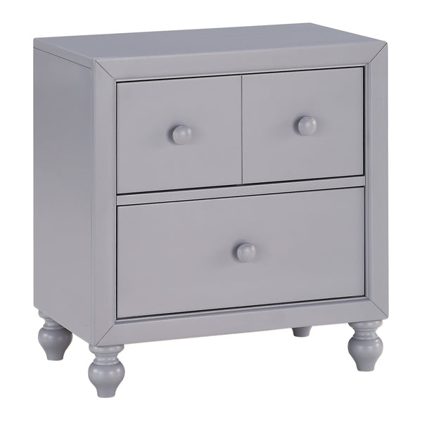 English Elm Transitional Gray Nightstand with Turned Feet & Wood Knobs, 2 Drawers Farmhouse Modern Bedroom B011P294629