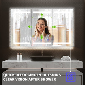 English Elm Smart Led Medicine Cabinet with Dual Lighting Anti-fog Dimming and Built-in Power Outlet W637P148115